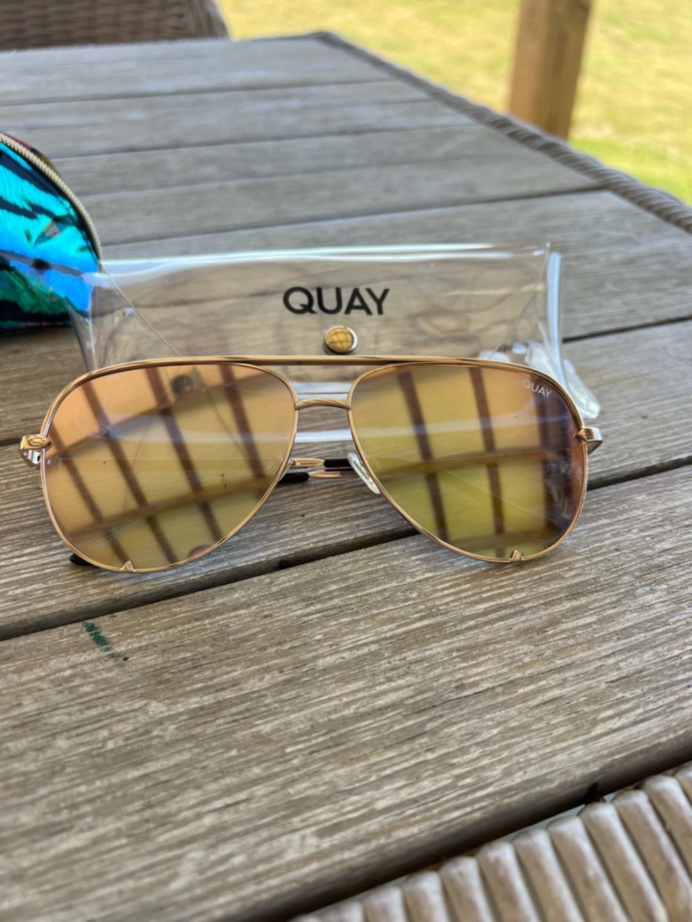 Quay Gold Aviator Sunglasses - Brown Lenses
